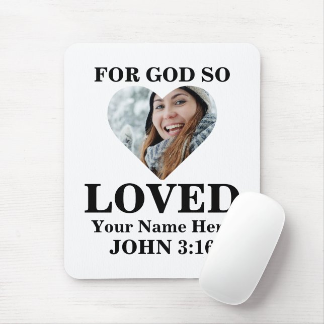 Custom heart photo Christian Bible Verse John 3 16 Mouse Pad (With Mouse)