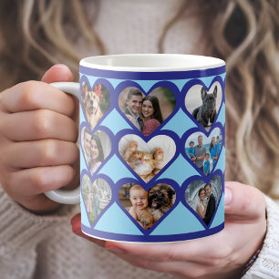 Custom Heart Photo Collage Coffee Mug