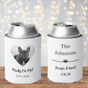 Custom Heart Photo Dog Wedding Can Cooler