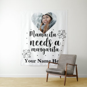 Custom heart photo Mamacita needs a margarita Tapestry