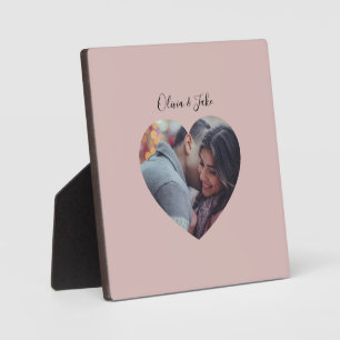 Custom Heart Photo Newlyweds Wedding Gift Plaque