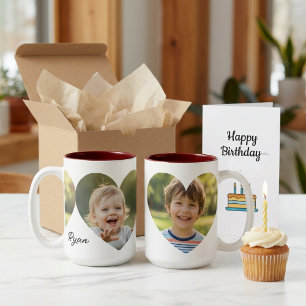 Custom Heart Photo with Personalised Name Two-Tone Coffee Mug