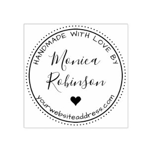 Custom Heart & Round Handmade With Love By Rubber Stamp