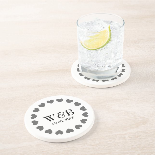 Custom heart sandstone coaster for wedding couple (Side)
