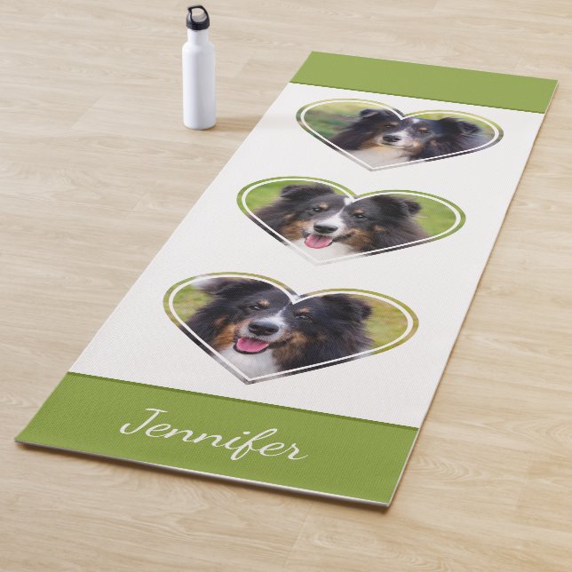 Custom Heart Shape Pet Photo Templates With Text Yoga Mat (In Situ)