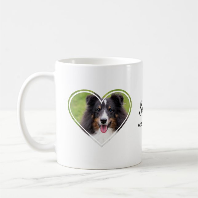 Custom Heart Shape Pet Photos & Personalised Text Coffee Mug (Left)