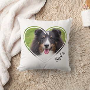 Custom Heart Shape Pet Photos & Personalised Text Cushion