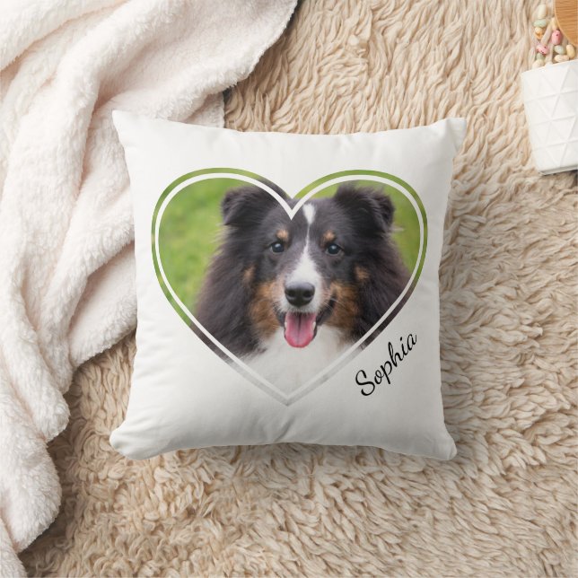 Custom Heart Shape Pet Photos & Personalised Text Cushion (Blanket)