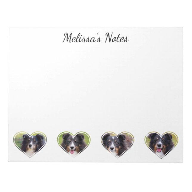 Custom Heart Shape Pet Photos & Personalised Text Notepad (Front)
