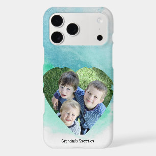 Custom Heart Shape Photo Green Watercolor Template