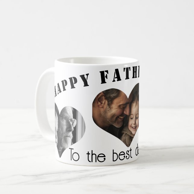 Custom Heart-Shaped Photo Gift For Father's Day Coffee Mug (Front Left)