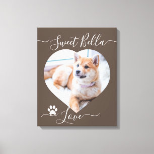 Custom heart shaped picture and text canvas print