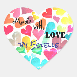 Custom heart-shaped stickers, made with love heart sticker