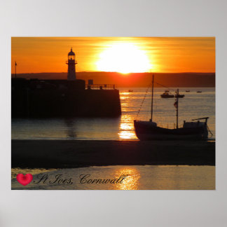 Custom Heart St Ives Harbor Sun Cornwall Photo Poster