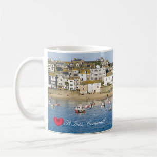 Custom Heart St Ives Harbour Pier Cornwall Photo Coffee Mug