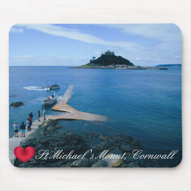 Custom Heart St Michaels Mount Cornwall with Boats Mouse Pad (Front)
