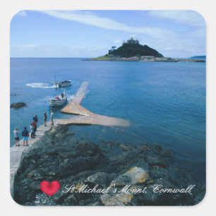 Custom Heart St Michaels Mount Cornwall with Boats Square Sticker