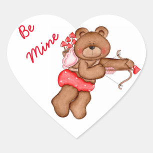 Custom Heart Sticker/Be Mine Bear Heart Sticker