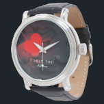 Custom Heart Watch – Bold Romantic Gift with Name<br><div class="desc">A striking watch featuring a bold red heart on a dark background scattered with small hearts, with the passionate words "I LOVE YOU!" in white script and a customizable name below. The perfect way to carry love on your wrist every day. Ideal for Valentine's Day, anniversaries, engagements, or as a...</div>