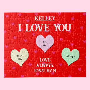 Custom Heart Will You Be My Bride Jigsaw Puzzle 