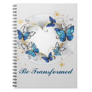 Custom Heart with Butterflies Morpho Notebook