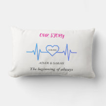 Custom Heartbeat Throw Pillow - Personalised Anniv