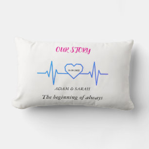 Custom Heartbeat Throw Pillow - Personalised Anniv