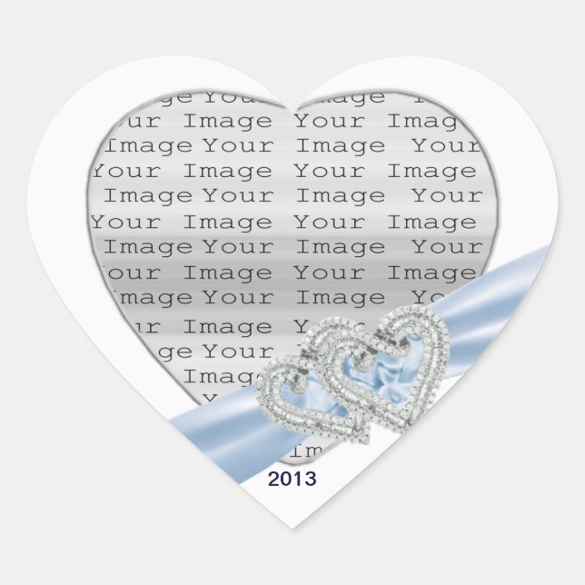 Custom Hearts Ice Blue Ribbon Stickers (Front)