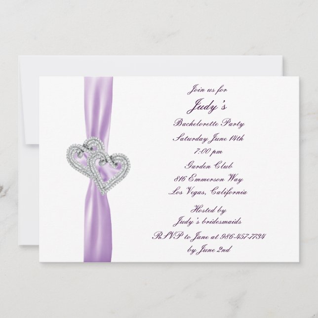 Custom Hearts Lavender Bachelorette Party Invite (Front)