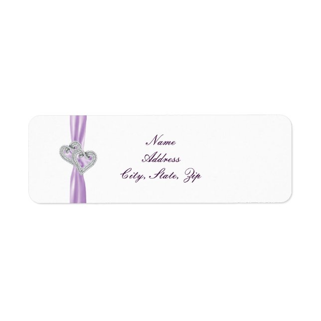 Custom Hearts Lavender Ribbon Address Labels (Front)