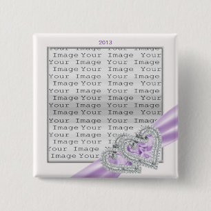 Custom Hearts Lavender Ribbon Button