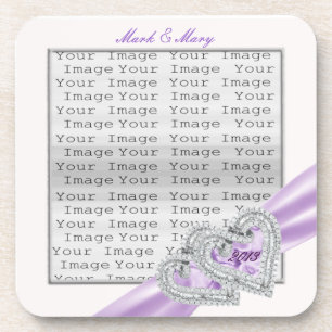 Custom Hearts Lavender Ribbon Coasters