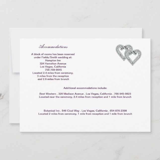 Custom Hearts Lavender Ribbon Enclosure Card (Front)
