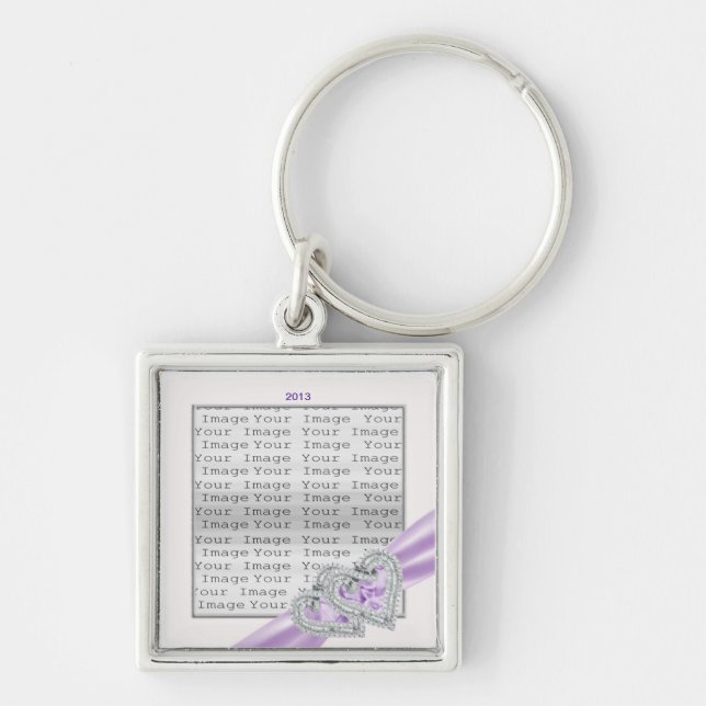 Custom Hearts Lavender Ribbon Key Chain (Front)