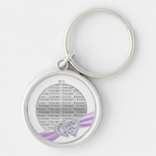 Custom Hearts Lavender Ribbon Key Chain