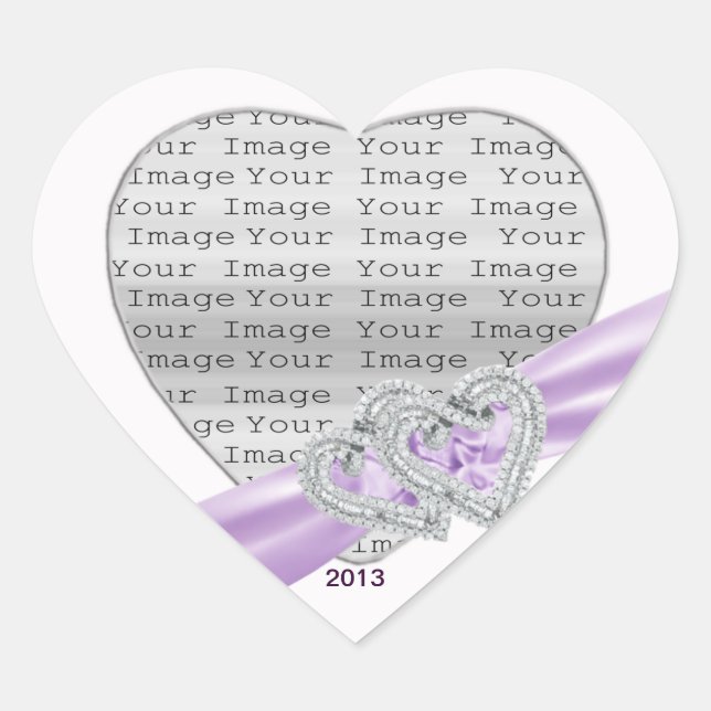 Custom Hearts Lavender Ribbon Stickers (Front)