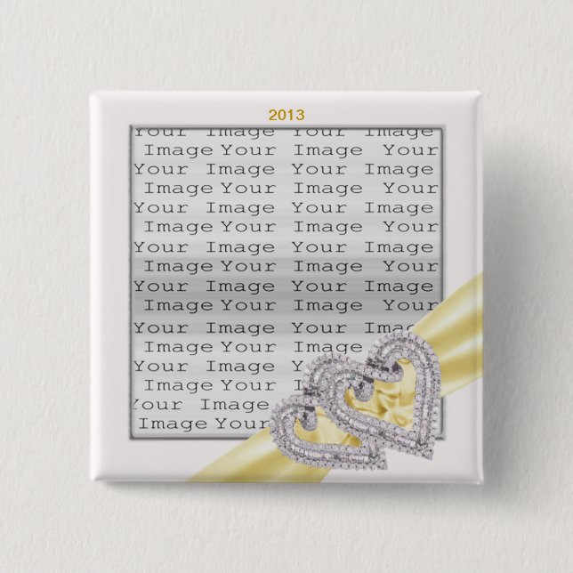 Custom Hearts Lemon Ribbon Button (Front)