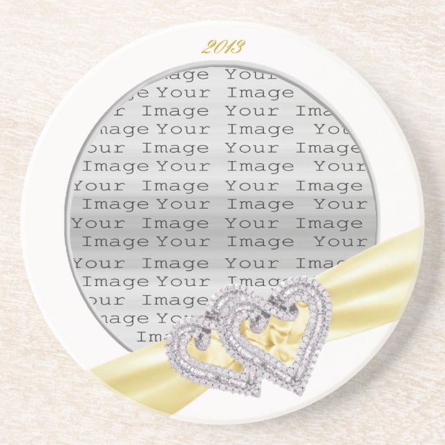 Custom Hearts Lemon Ribbon Coaster (Front)