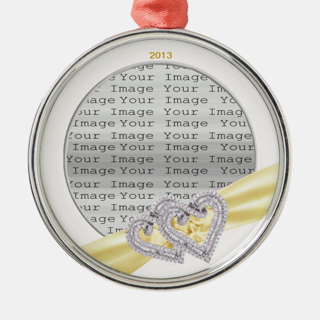 Custom Hearts Lemon  Ribbon Ornament (Front)