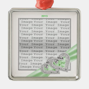 Custom Hearts Lime Ribbon Ornament