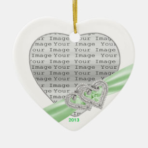 Custom Hearts Lime Ribbon Ornament