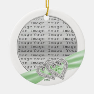 Custom Hearts Lime Ribbon Ornament