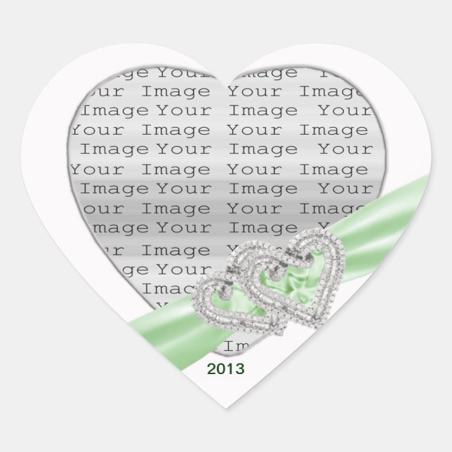 Custom Hearts Lime Ribbon Stickers (Front)