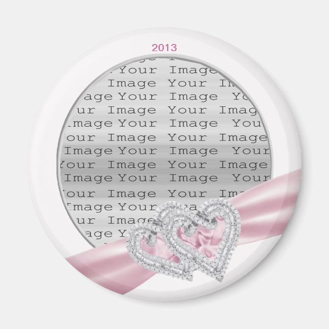 Custom Hearts Pastel Pink Ribbon Magnet (Front)