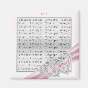 Custom Hearts Pastel Pink Ribbon Magnet