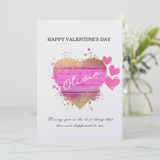 Custom Hearts Personalised Valentine's Day Card (Standing Front)