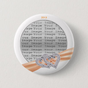 Custom Hearts Tangerine Ribbon Button