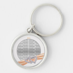 Custom Hearts Tangerine Ribbon Key Chain