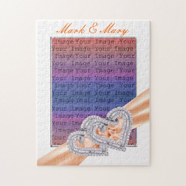 Custom Hearts Tangerine Ribbon Puzzle (Vertical)