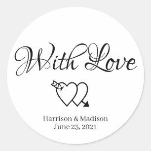 Custom hearts Wedding gift favour tag stickers